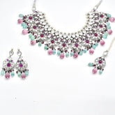 Afsha Kundan Polki Set - Silver - The Pashm